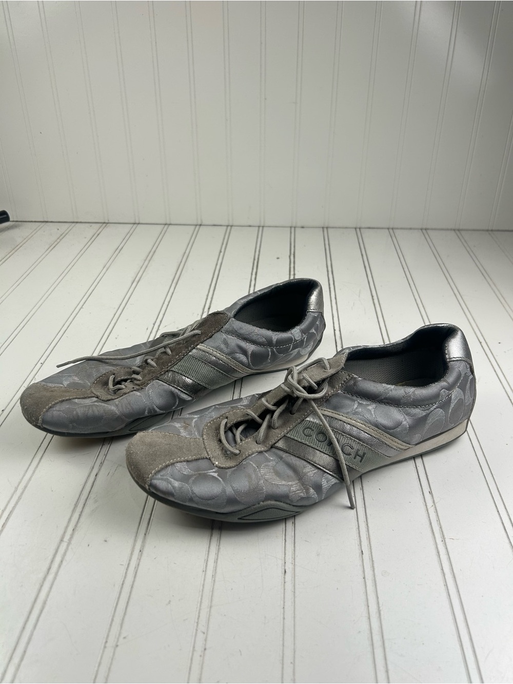 Coach Jayme Monogram Signature Logo Sneakers Grey Silver Women’s Size 11M - Picture 11 of 13